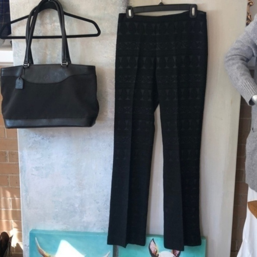 Sale — LAUNDRY by SHELLI SEGEL Black Brocade Pants, 8